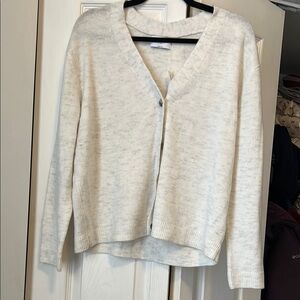 Women's white/cream Sweater with gray